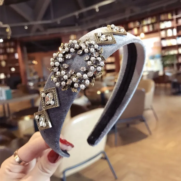Обруч на голову Женский с кристаллами в Корейском стиле модный аксессуар для
