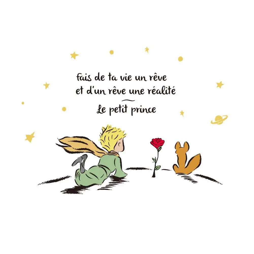 Сказочная Наклейка на стену Маленький принц с лисой роза Луна Звезда домашний