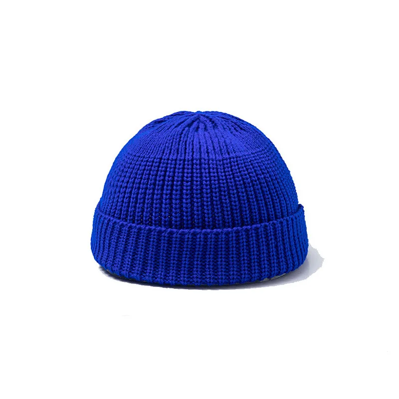 

2021 Fashion Knitted Hat Knitted Melon Cap Autumn Winter Retro Brimless Hats Solid Color Hip Hop Unisex Leisure Elastic Skullcap