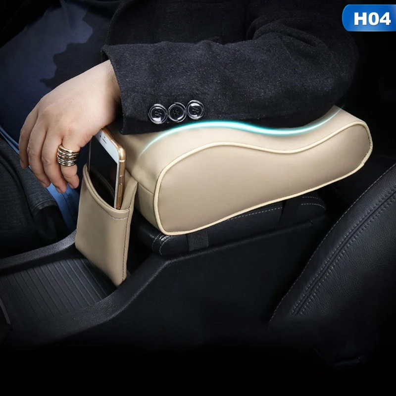 

Auto Comfortable Arm Rest Seat Mat Cushion Pillow Cover Leather Car Central Armrest Center Console Styling Pad Black