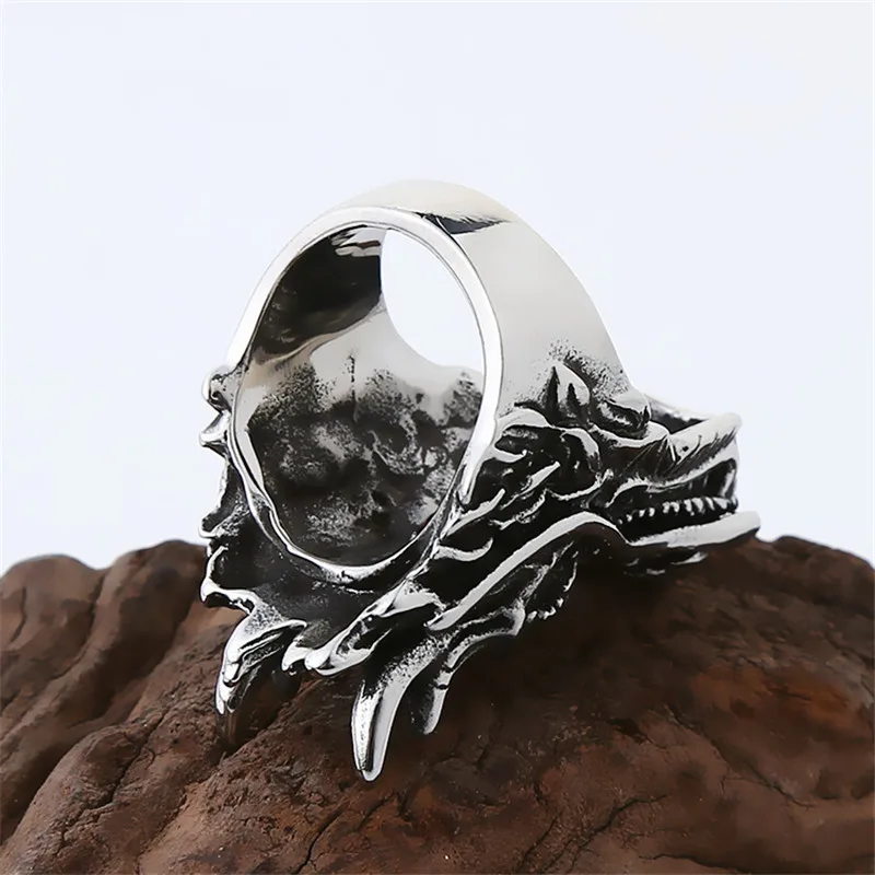 Горячая Распродажа Голова Дракона кольца для Для мужчин в стиле панк-рок Стиль