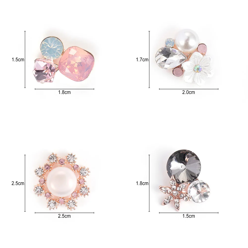 10 шт. жемчужные пуговицы со стразами Цветочная пряжка с плоским основанием для