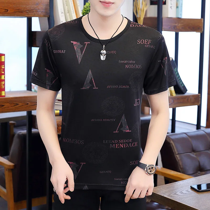 Футболка мужская с 3D принтом повседневная тенниска круглым вырезом и коротким