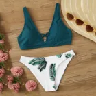 Женский купальник с цветочным принтом, Раздельный купальник с двойными бретельками и высокой талией, комплект нижнего белья для плавания, 2021