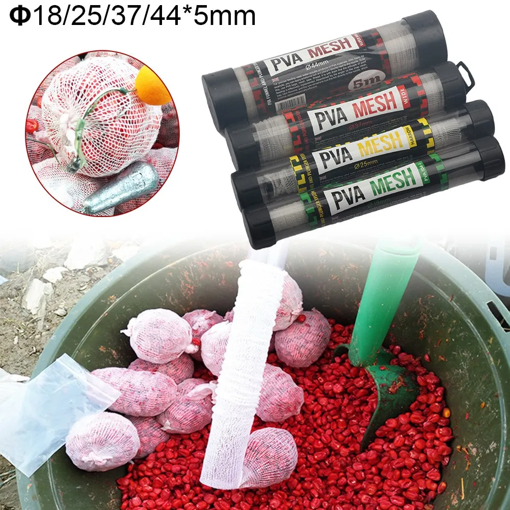 

5M PVA Narrow Mesh Quick Dissolving Mesh With Stocking And Plunger And Free Tube Water Soluble Fishing Accessories Fish Tackle
