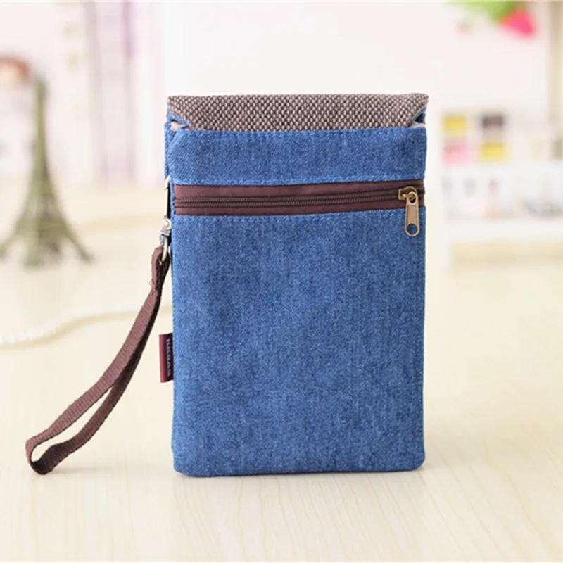

Mini Denim Purse Mobile Phone Bag Slant Across Cowboy Style Crossbody Bag Simple Neutral Men's and Women Small Coin Bag 2020 #15