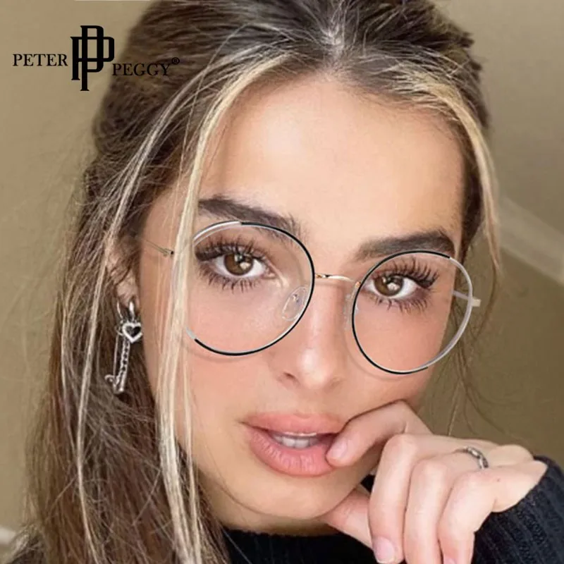 

Fashion Round Anti Blue Light Optical Glasses Transparent Lens Spectacle Frame Prescription Eyewear Computer Blue Ray Eyeglasses