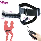 Реалистичный фаллоимитатор с двойным пенисом, страпон с пультом дистанционного управления для лесбиянок, регулируемый ремень, фаллоимитаторы, игрушка для взрослых мужчин