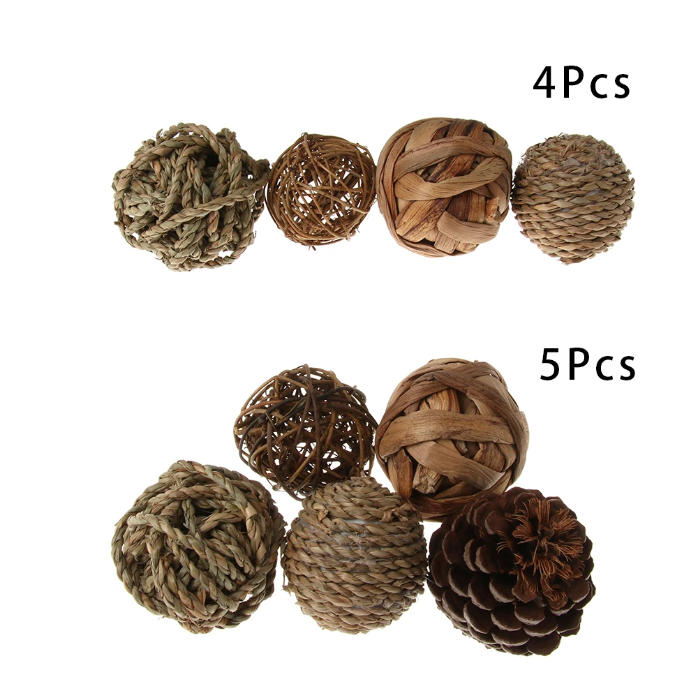 4/5 шт маленький Животные жевательные игрушки натурального ротанга Мячи для