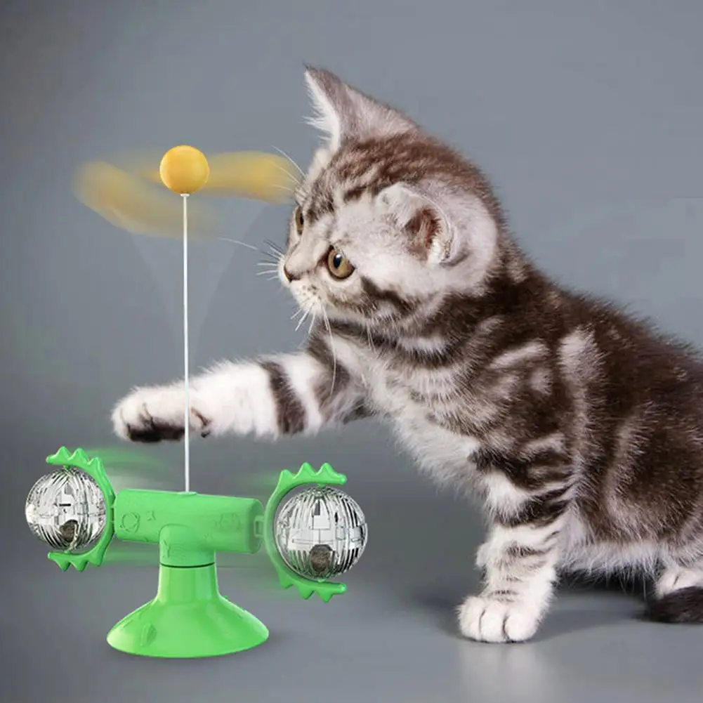 

2020 New Cat toy Sucker Funny Cat Feather Toy Windmill Turntable Toy Ball