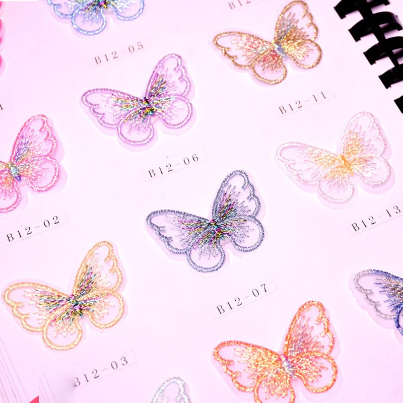 

100pcs DIY Organza Butterfly Patches Embroidered For Clothing Bags Applications Animal Applique Decorative Parches Badge Sticker