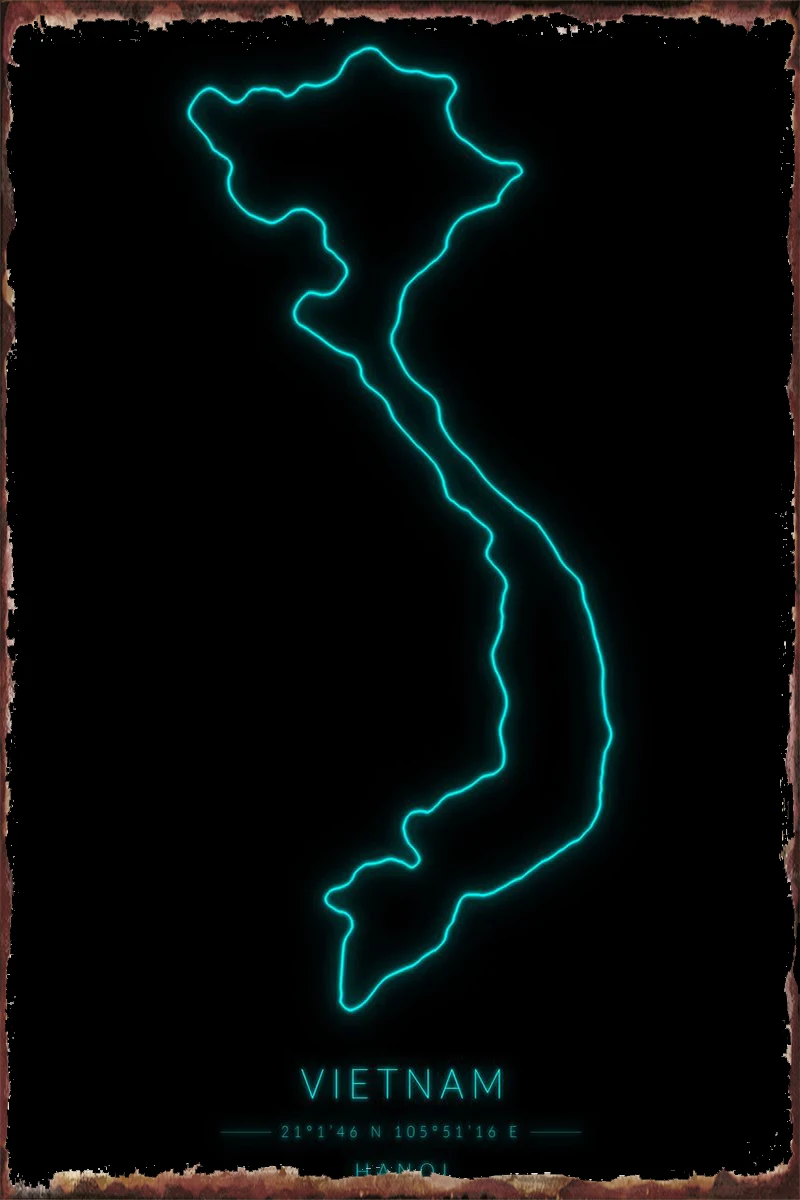 

Vietnam Neon Tin Plates Wall Decor Room Decoration Retro Vintage Metal Sign Tin Sign For Art Cafe Pub Home Club Man Cave