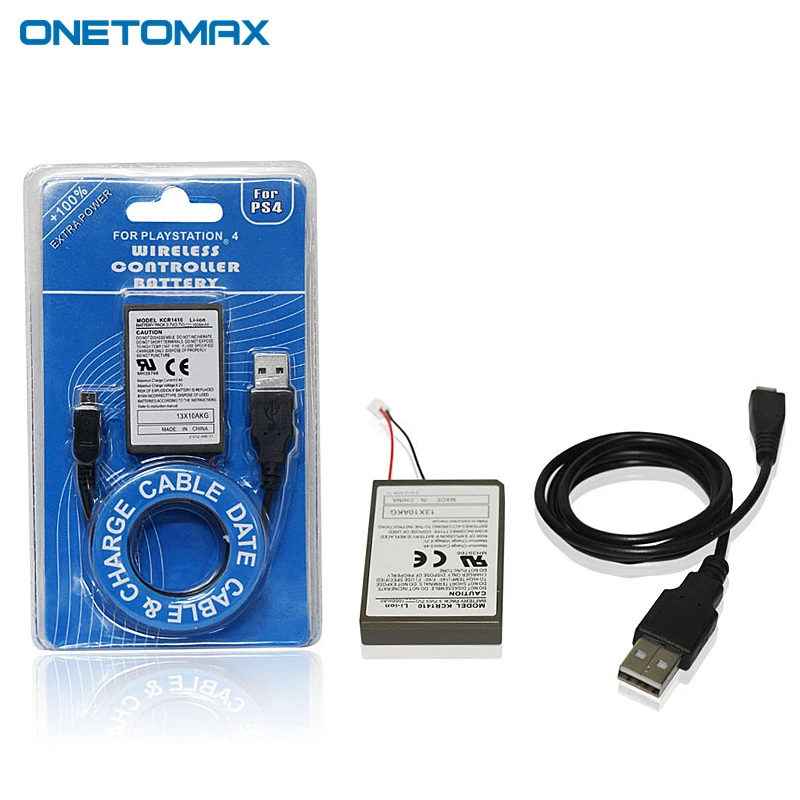 Запасной аккумулятор 2000 мАч с зарядным кабелем для контроллера Sony PS4 Slim Dual Shock 4