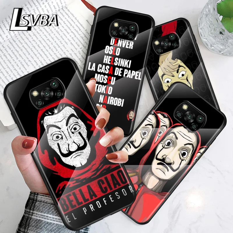 

Money Heist House For Xiaomi POCO F3 F2 X3 NFC X2 M2 Pro Tempered Glass Hot New Shell Luxury Cover Phone Case