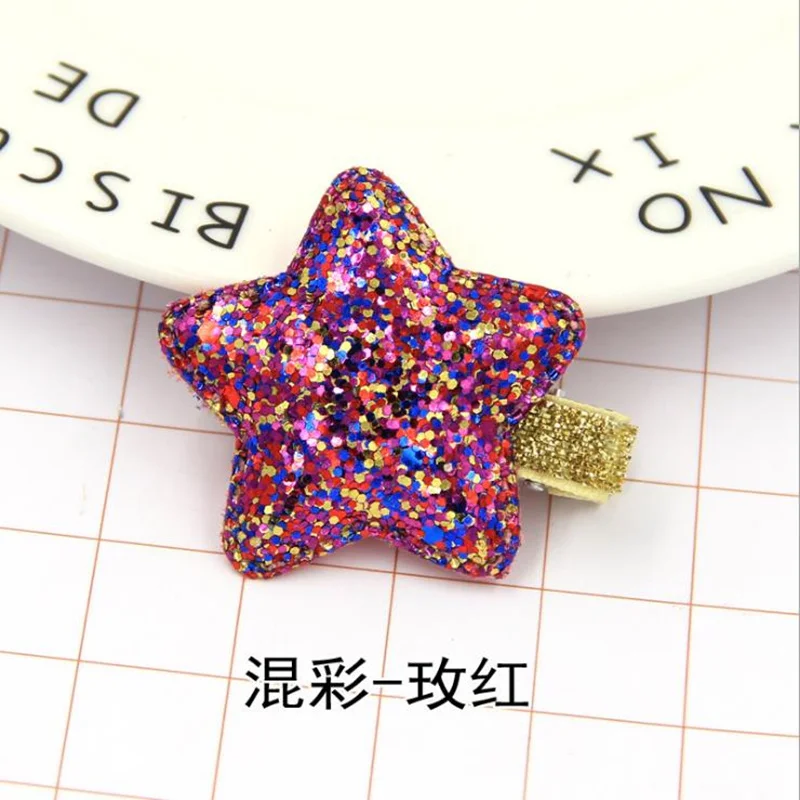 Korean Fashion bright pink five-pointed star hairpin children cartoon cute stars duckbill clip lady baby headdress |