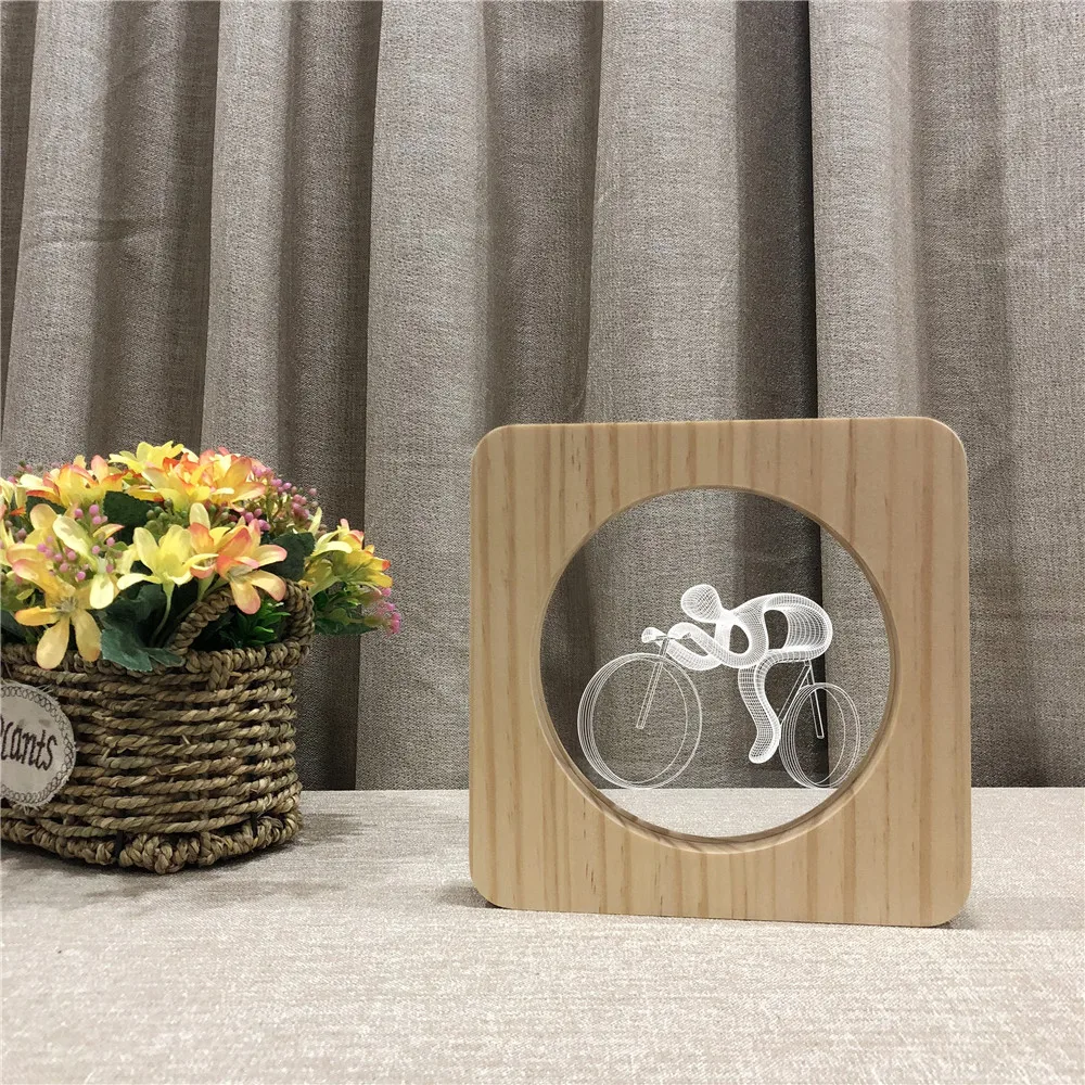 

Bicycle Riding 3D LED Arylic Night Lamp Table Light Switch Control Carving Lamp for Children's Room Sports Party Gift