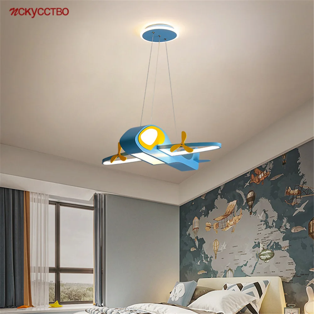 

Светодиодные люстры в скандинавском стиле, Мультяшные голубые лампы для мальчиков, спальни, кабинета, детского сада, подвесные светильники