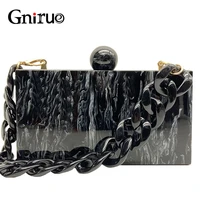 new fashion marble acrylic bags vintage women messenger bags black white ink painting evening clutch bags party prom handbags