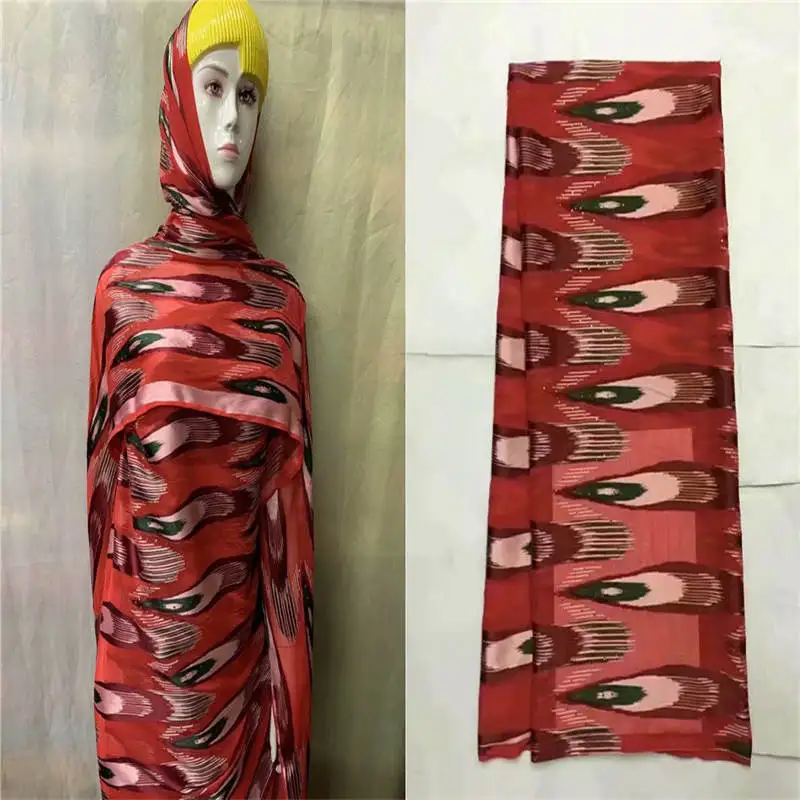 

2020 Fashion High quality African Soft Silk Fabric 5 Yards For Garment Neat Embroidery On The Material Silk Fabric! LXFN11103