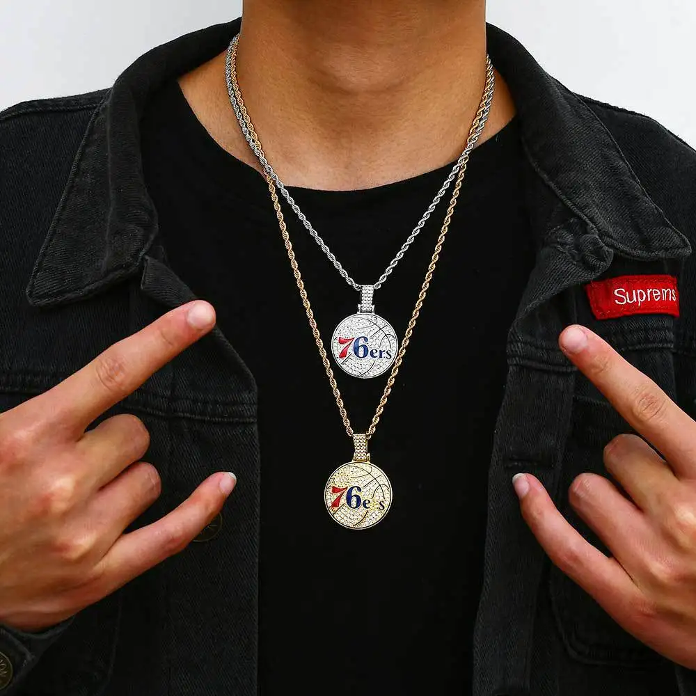 

Punk Basketball Full Zircon Pendant Necklace Geometry Gold Color Link Chain Necklace Fashion Women Jewelry Girl Gift 2021