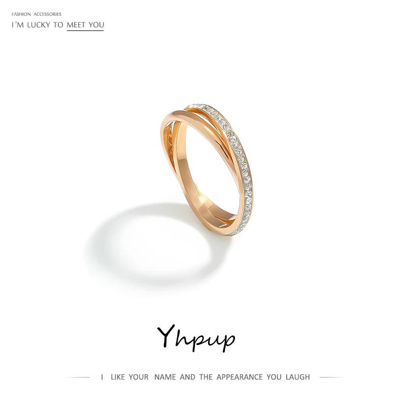 Женское кольцо из нержавеющей стали Yhpup роскошное цвета розового золота