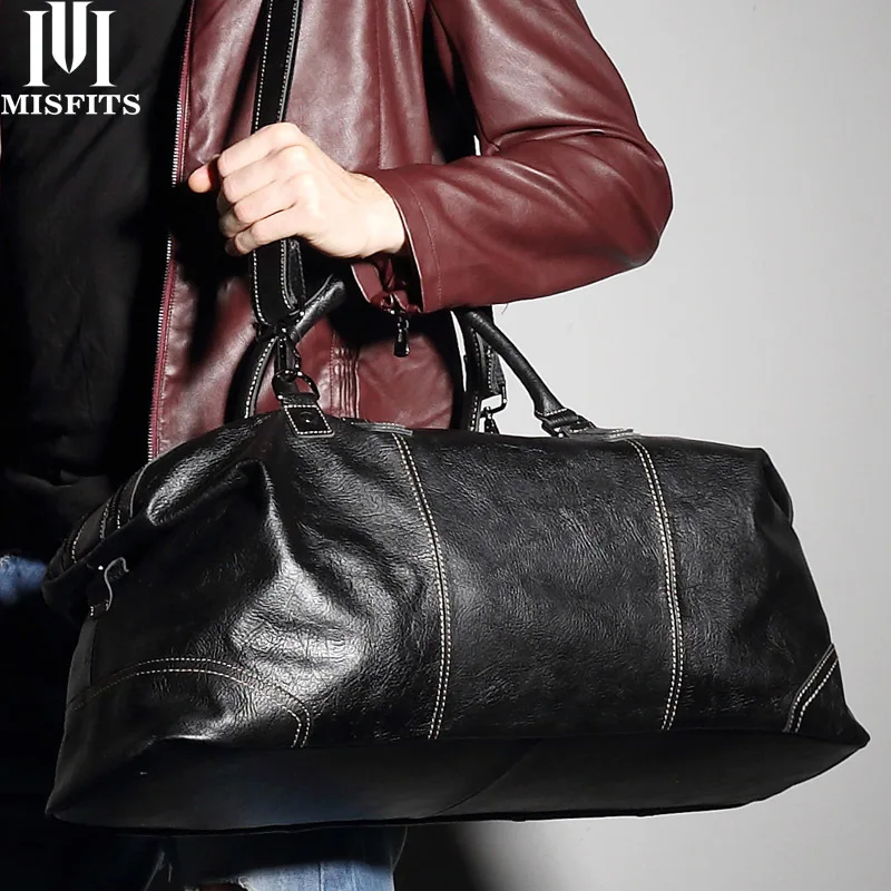 Кожаная дорожная сумка для мужчин ручной вместительный чемодан деловых поездок