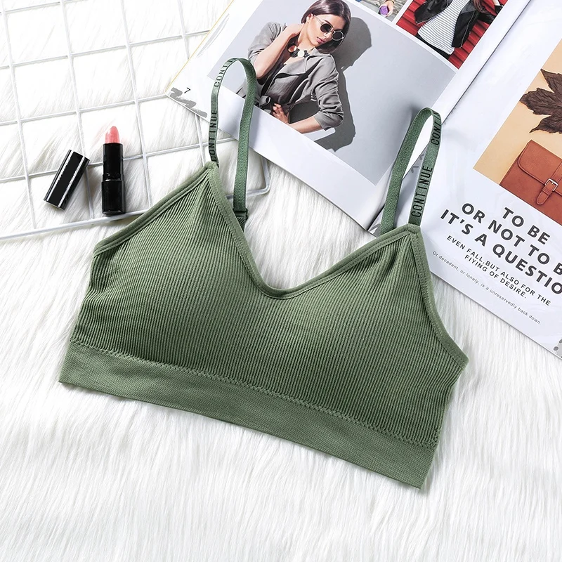 Твердые Цвет спортивный бюстгальтер письмо плечевой ремень без косточек