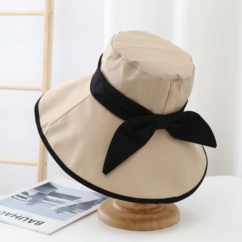 

2021 Spring Summer New Ladies Big Bow Korean Shade Fisherman Hat Elegant Temperament Versatile Dome Hat