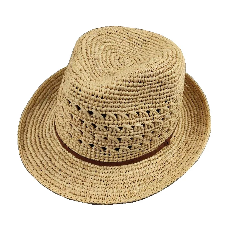 

2020 New Raffia Straw Hat British Jazz Cap Big Head Sun Hat Men Women Plus Size Fedora Hats 56-58cm 59-61cm