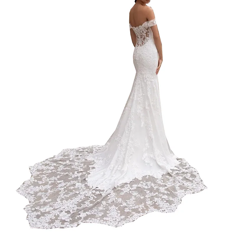 

Hi Shy Bridal New simple wedding dress backless sleeveless design chiffon lace bride dresses princess dress plus size 2021