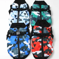 harness pet coat jacket autumn winter dog clothes waterproof geometric camouflage printed jackets for dogs cat outfit apparels