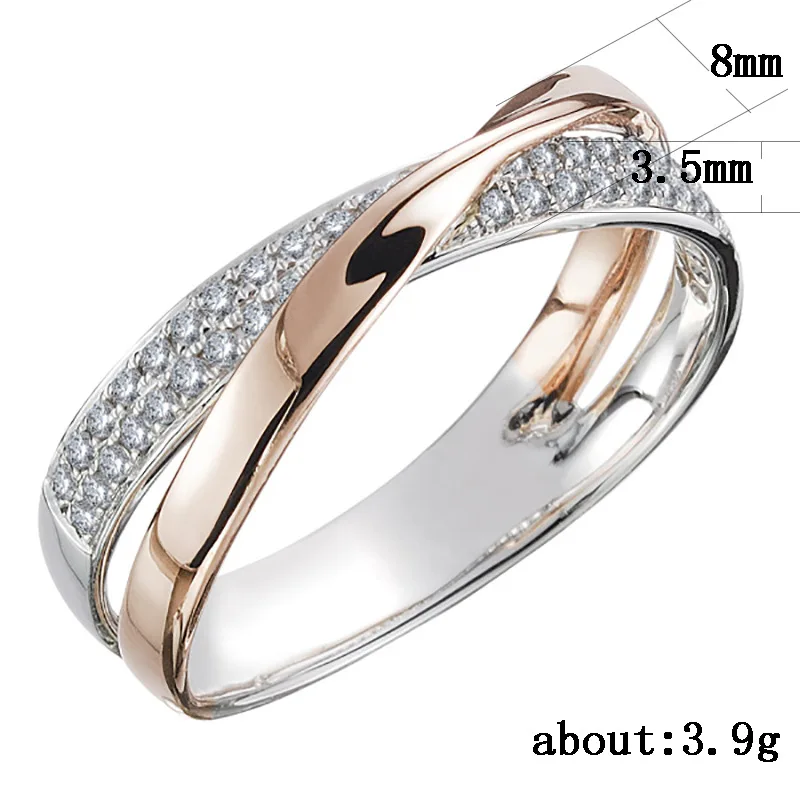 

Simple temperament X-shaped two-color female zircon copper rings 2020 trendy Men's Women's rings Japanese Korean fashion jewelry