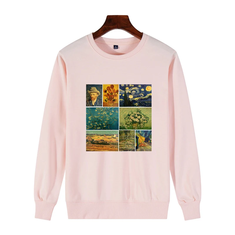 Kpop модные толстовки Van Gogh Art масляная краска Harajuku Michelangelo Ulzzang винтажная Толстовка с длинным рукавом Женская негабаритная Толстовка