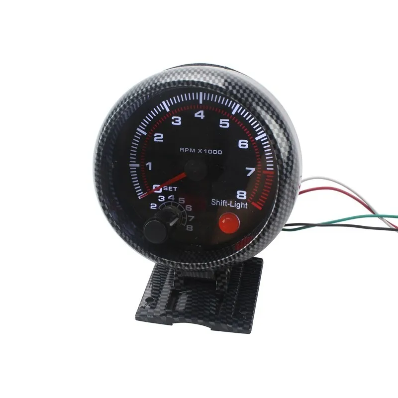 CNSPEED 3 3/" крутое углеродное волокно 0-8000 Тахометр Датчик Оборотов с межсменный светильник/гоночный Спидометр YC100144-CN