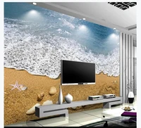 3d vinyl wallpaper beach wave shell printing wallpaper for walls 3 d living room bedroom mural wallpaper 3d