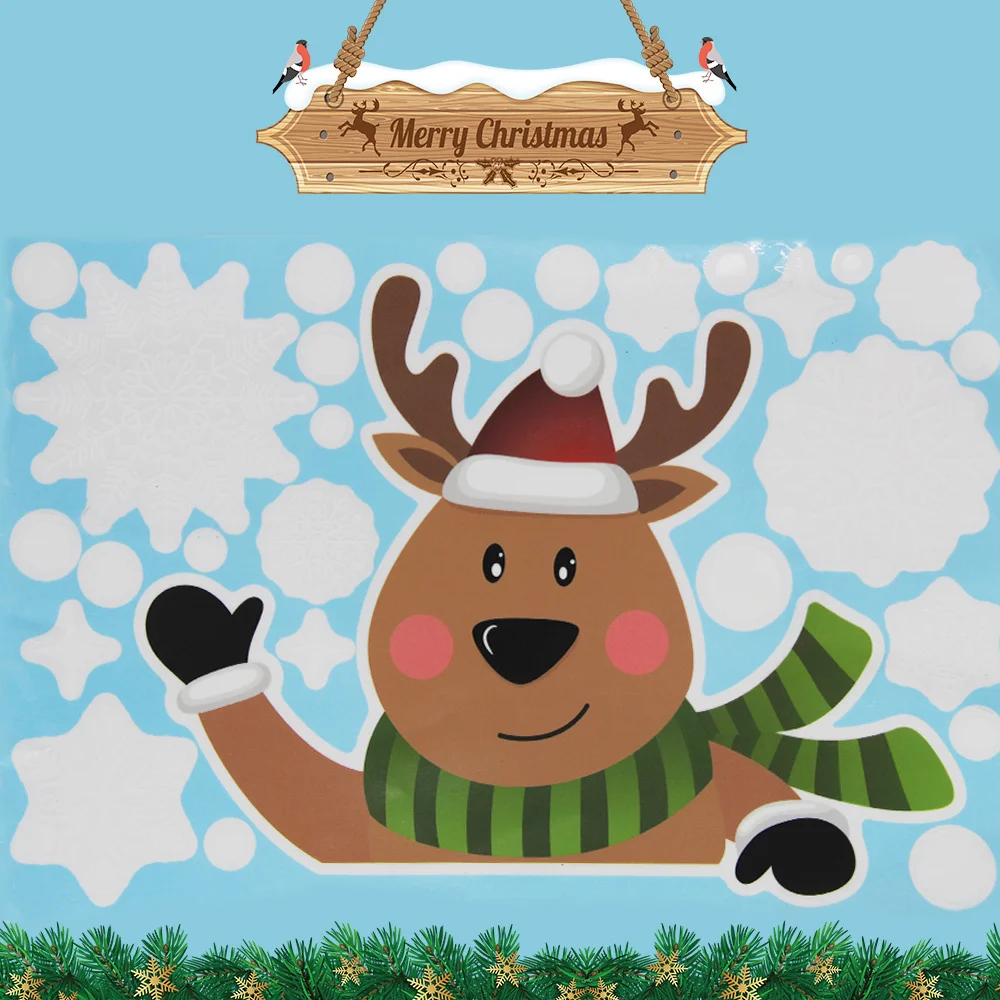 

Стеклянная наклейка с надписью «Merry Christmas», пленка с Санта-Клаусом, оленем для украшения дома на Рождество, Новый Год, окно для дома с Санта-Кл...