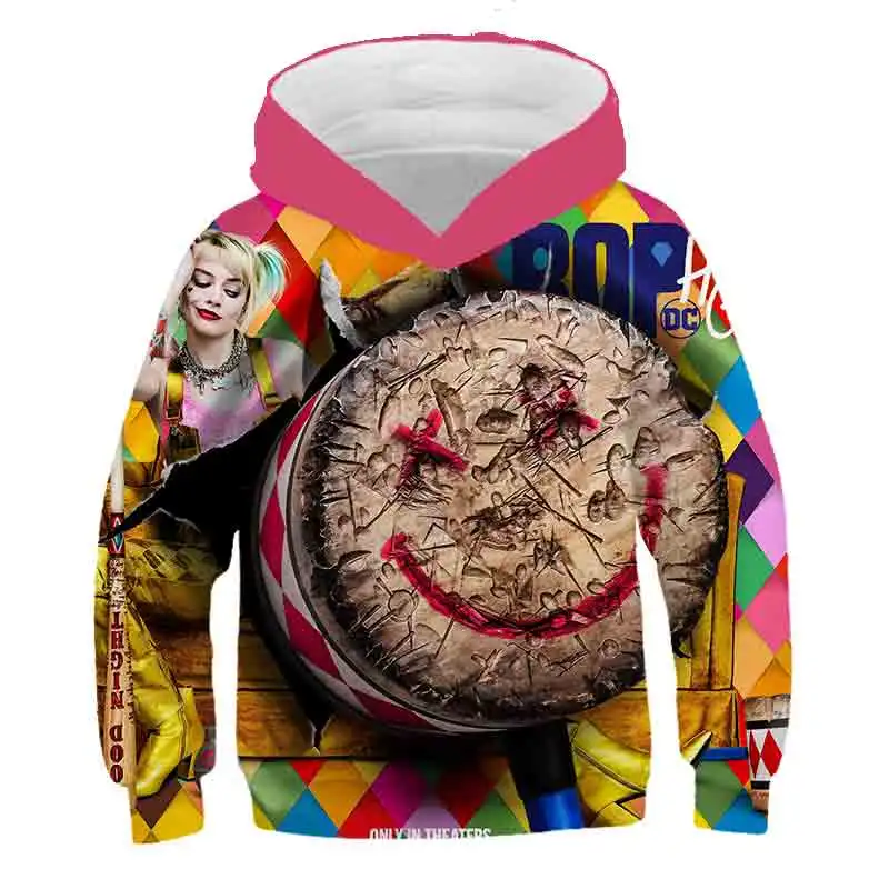 

2020 Harry Quinn Autumn Suicide squads Boys Girls Clothes polyester Hooded Sweatshirt Children's Kids Casual Sportswear Clothing