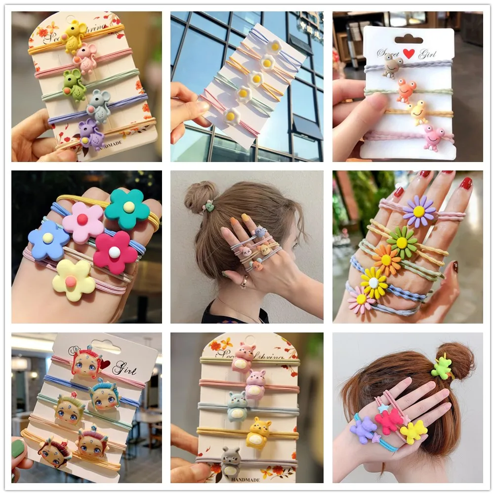 5 шт. новые корейские эластичные повязки для волос милые на голову с динозавром из