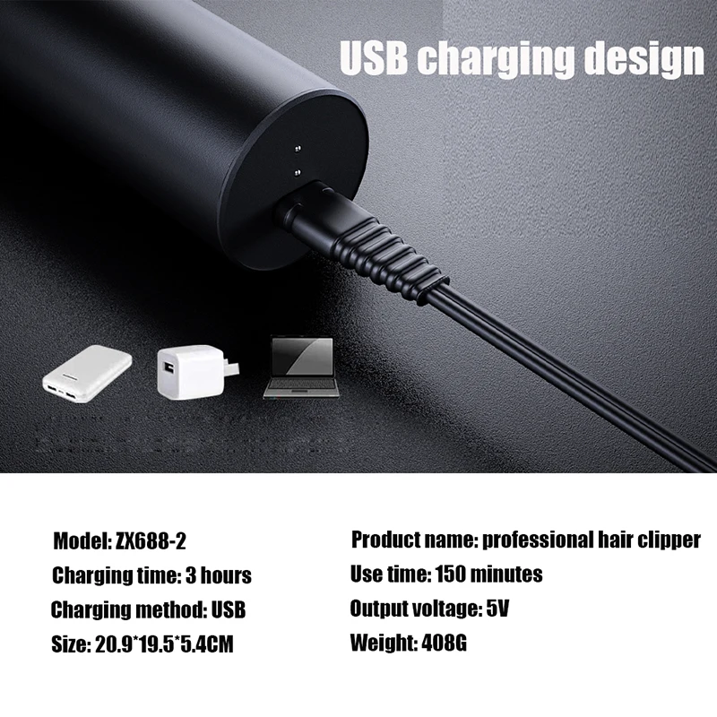 

Electric Hair Clipper Rechargeable Hair Trimmer Titanium Ceramic Blade Salon Men Hair Cutting Barber Machine LCD Display
