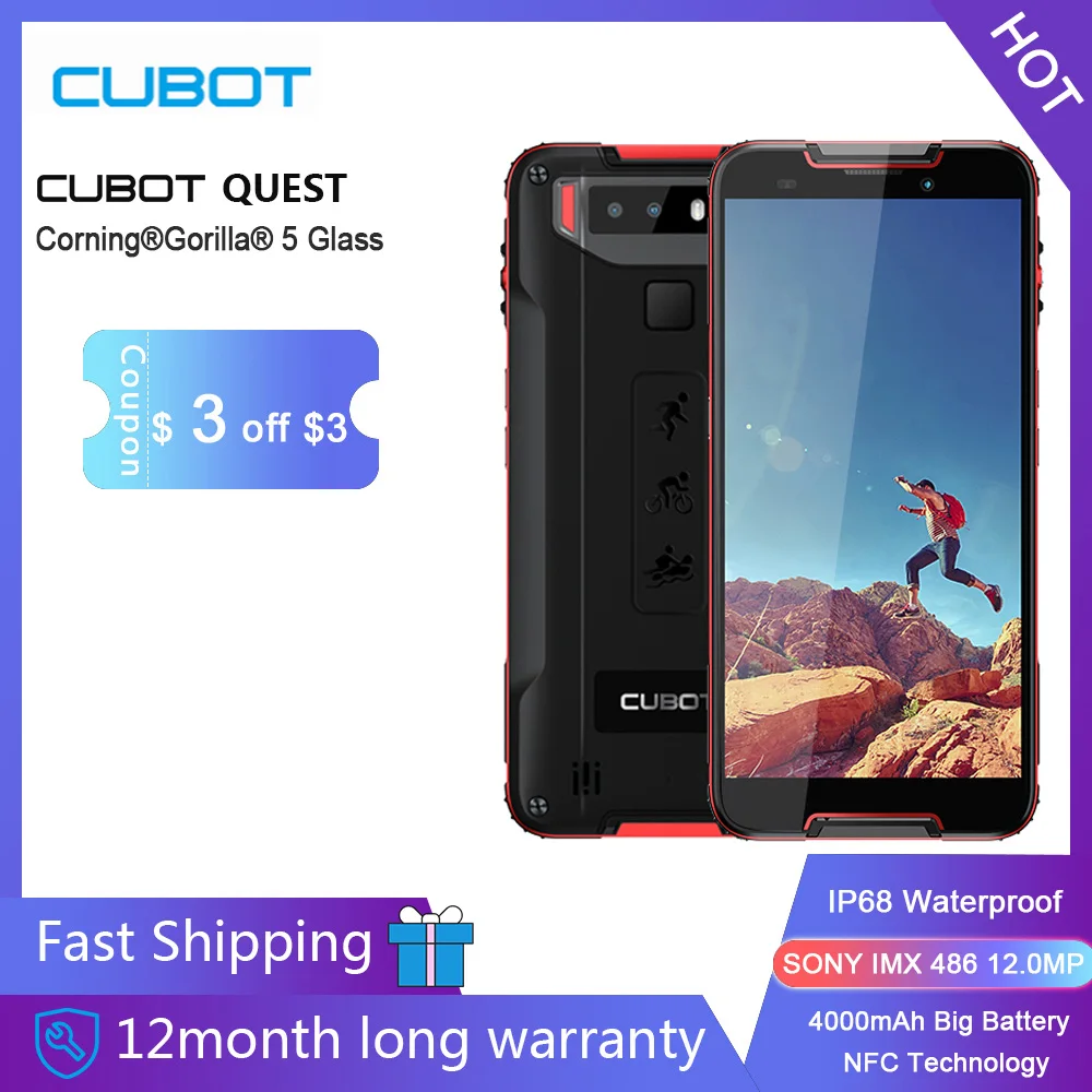 Чехол для Cubot Quest 5,5 ''HD+ IP68 Водонепроницаемый 4 GB 64 GB смартфон Android 9,0 MT6762 Восьмиядерный Поддержка Магнитный NFC пылезащитный чехол для мобильного телефона