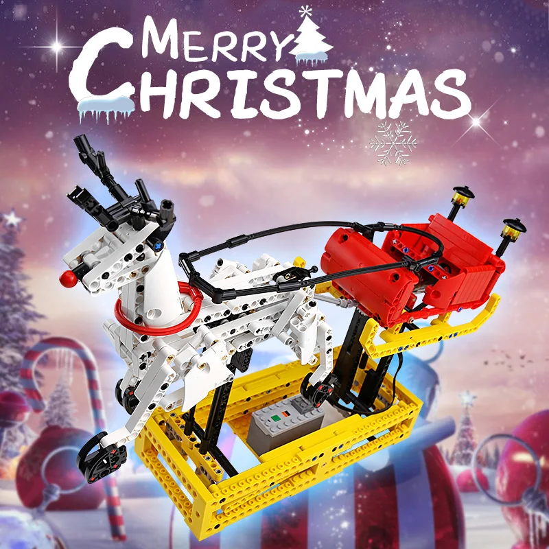 

MOULD KING 10010 MOC-4121 Motorized Sleigh Reindeer Building Blocks Bricks Children Creative Christmas Toys Kids Birthday Gifts