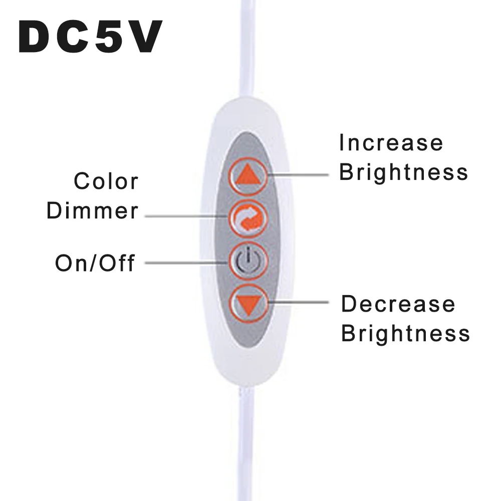 5 в постоянного тока Регулируемая яркость 1 А USB Светодиодная лампа для шкафа Вт