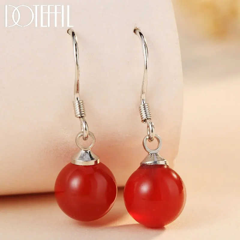 

DOTEFFIL 925 Sterling Silver Crystal Pendant Earrings Charm Women Jewelry Fashion Wedding Anniversary Party Gift