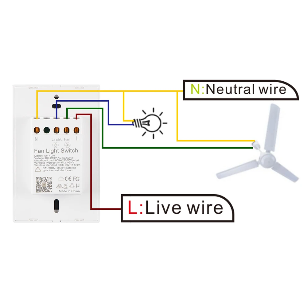 WiFi умный потолочный светильник-вентилятор настенный выключатель, Smart Life/Tuya APP пульт дистанционного управления различными скоростями, совместим с Alexa и Google Home
