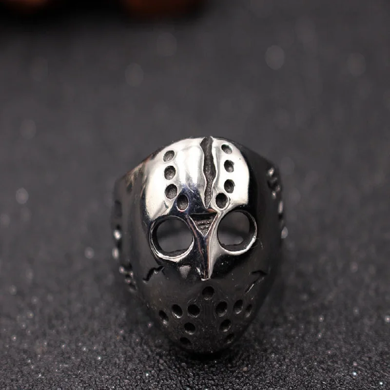 Кольца в стиле панк-рок мужские ретро кольца виде маски Джейсона для хоккея из