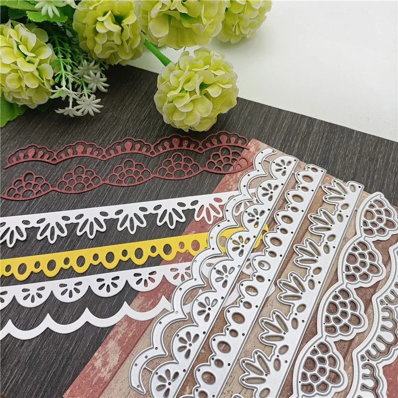 

2021 New 6Pcs/Lot lace Metal Cutting Dies Stencil Die Cut Scrapbooking Craft Stamps