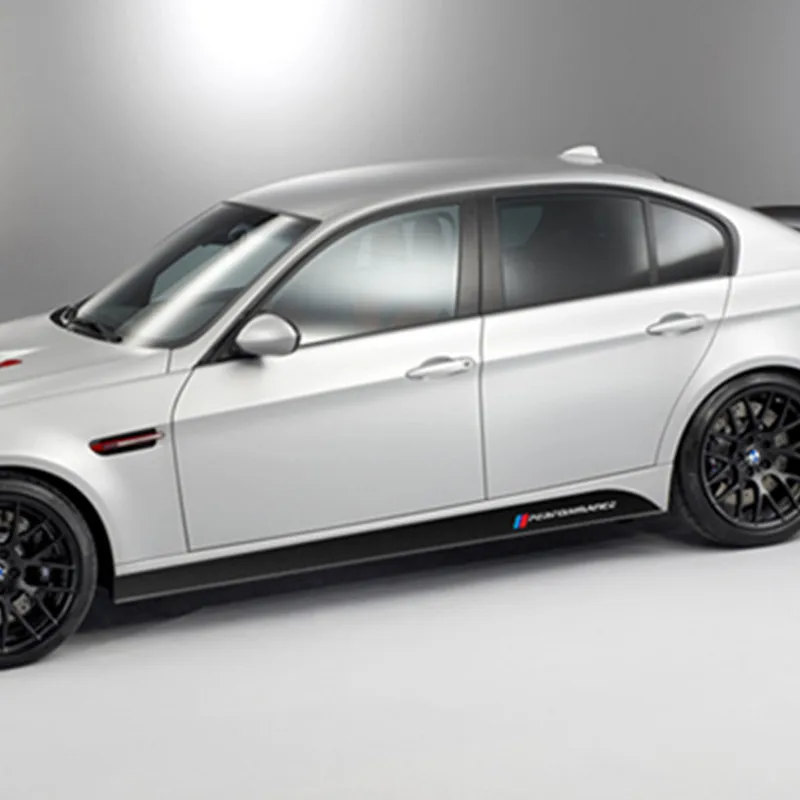 2 шт. M производительность сбоку юбка в полоску наклейки на кузов Стикеры для BMW E90