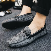 fashion brand men loafers suede mens casual shoes korean version of personalized wild lazy shoes soft bottom driving shoes male