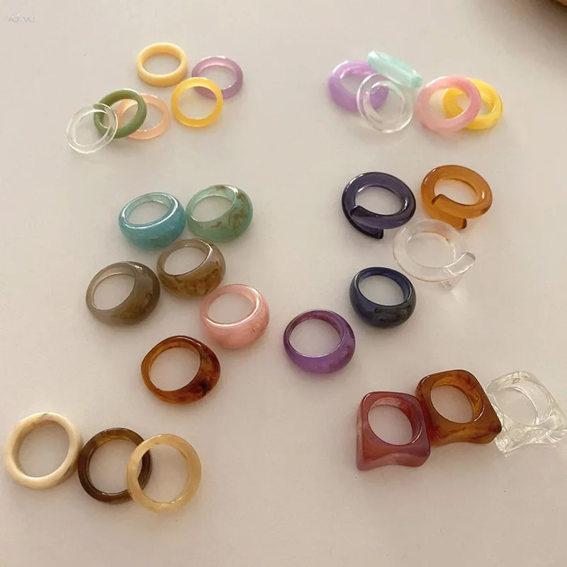 Женский комплект из кольца и AOMU прозрачной смолы акрила 1 2021|Кольца| |