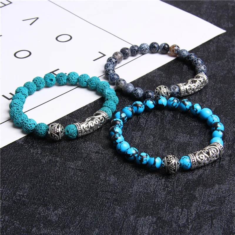 

Unique Design Bracelet Jewelry Natural Stone Blue Sodalite Beaded Healing Round Ball Charm Bracelet Jewelry for Women Men